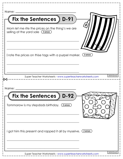 Fix the Sentences D-91 through D-95 Fix the Sentences D-91 through D-95