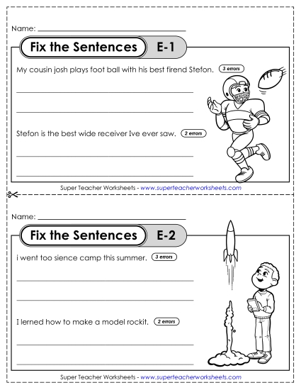 Fix the Sentences E-1 through E-5 Fix the Sentences E-1 through E-5