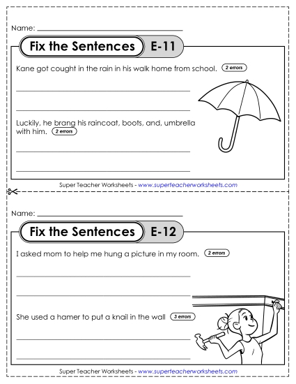 Fix the Sentences E-11 through E-15 Fix the Sentences E-11 through E-15