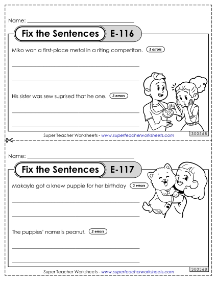 Fix the Sentences E-116 through E-120 Fix the Sentences E-116 through E-120