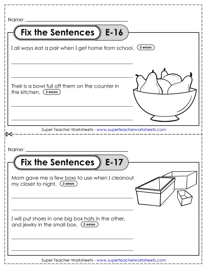 Fix the Sentences E-16 through E-20