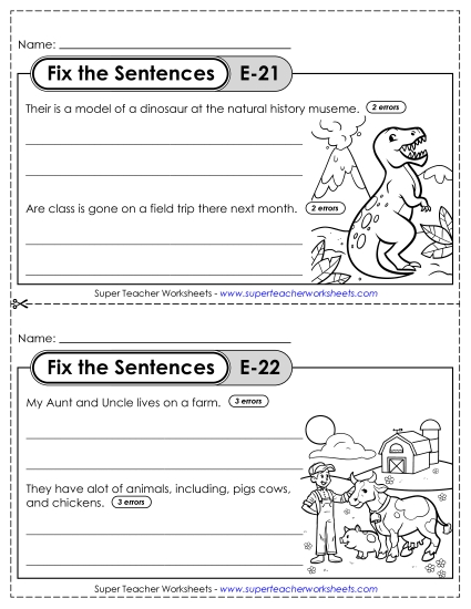 Fix the Sentences E-21 through E-25 Fix the Sentences E-21 through E-25