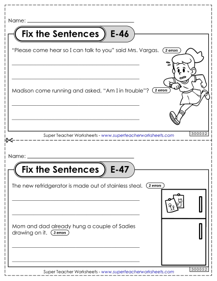 Fix the Sentences E-46 through E-50 Fix the Sentences E-46 through E-50