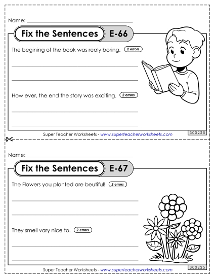 Fix the Sentences E-66 through E-70 Fix the Sentences E-66 through E-70
