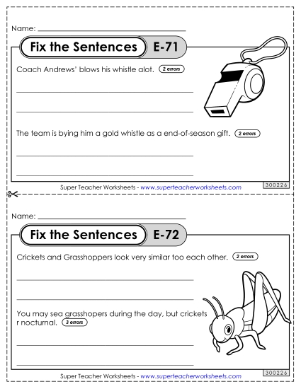 Fix the Sentences E-71 through E-75 Fix the Sentences E-71 through E-75