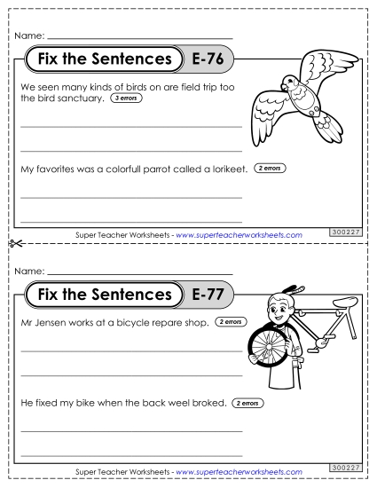 Fix the Sentences E-76 through E-80 Fix the Sentences E-76 through E-80