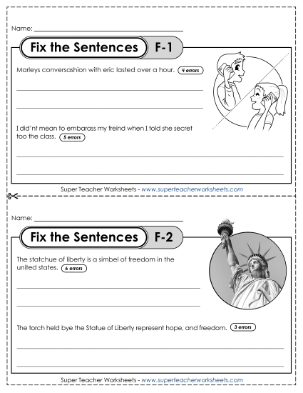 Fix the Sentences F-1 through F-5 Fix the Sentences F-1 through F-5