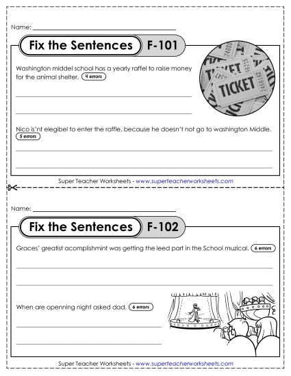Fix the Sentences F-101 through F-105