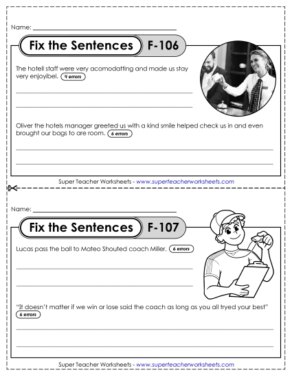 Fix the Sentences F-106 through F-110