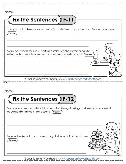 Fix the Sentences F-11 through F-15 Fix the Sentences F-11 through F-15