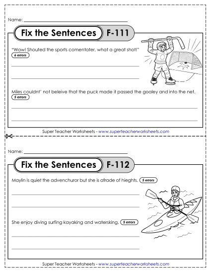 Fix the Sentences F-111 through F-115 Fix the Sentences F-111 through F-115