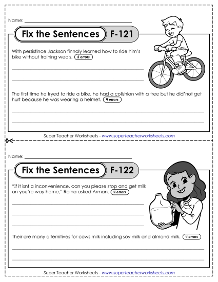 Fix the Sentences F-121 through F-125