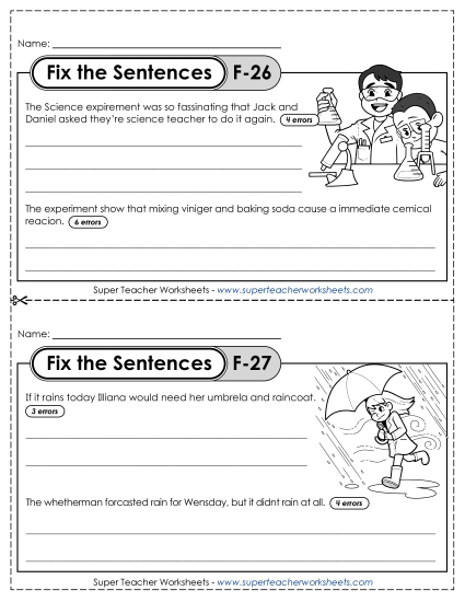 Fix the Sentences F-26 through F-30 Fix the Sentences F-26 through F-30