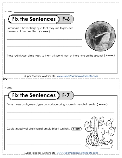 Fix the Sentences F-6 through F-10 Fix the Sentences F-6 through F-10