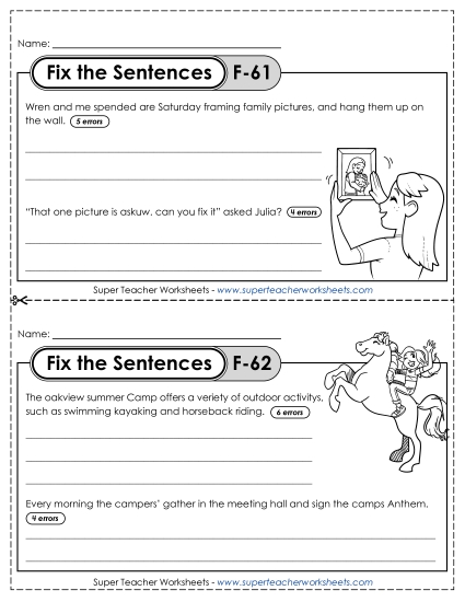 Fix the Sentences F-61 through F-65