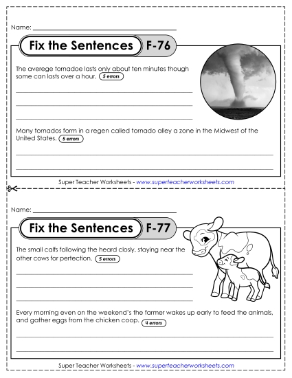 Fix the Sentences F-76 through F-80 Fix the Sentences F-76 through F-80