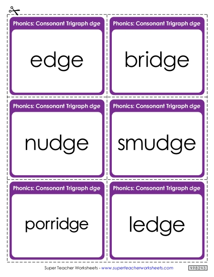 Flashcards, Sliders, and Word Wheels - Flash Cards (-dge Words) 