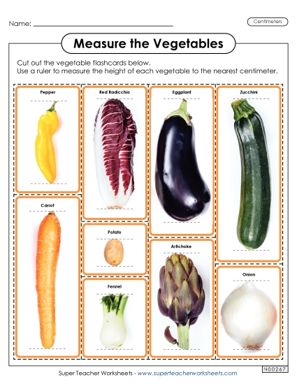 Measuring Centimeters - Flash Cards: Measure the Vegetables (Nearest Centimeter) Measuring Centimeters - Flash Cards: Measure the Vegetables (Nearest Centimeter)