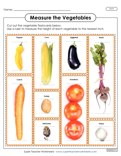 Nearest Inch - Flash Cards: Measure the Vegetables (Nearest Inch) Nearest Inch - Flash Cards: Measure the Vegetables (Nearest Inch)