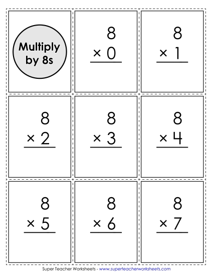 Multiplication by 8s Only - Flash Cards: Multiplying by 8s Multiplication by 8s Only - Flash Cards: Multiplying by 8s