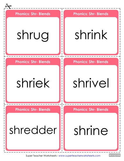 Flashcards, Sliders, and Word Wheels - Flash Cards (Shr- Words)