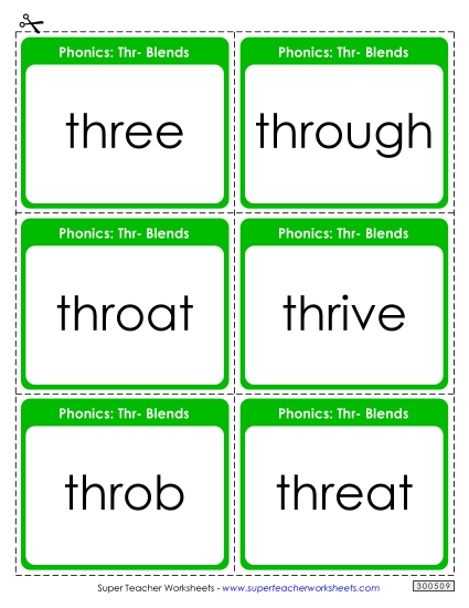 Flashcards, Sliders, and Word Wheels - Flash Cards (Thr- Words)