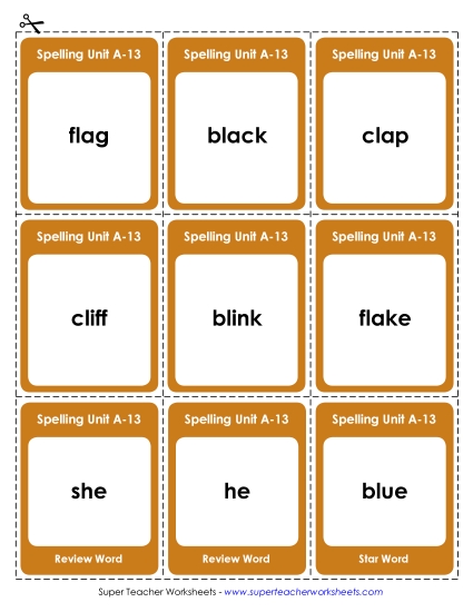 Flashcards, Word Wheel, and Slider - Flashcards (A-13) 