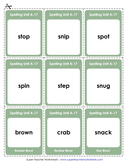 Flashcards, Word Wheel, and Slider - Flashcards (A-17)