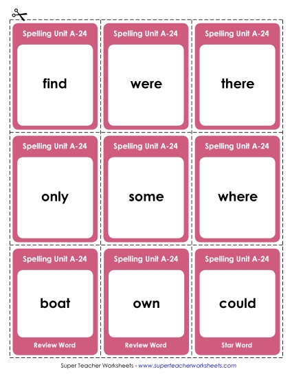 Flashcards, Word Wheel, and Slider - Flashcards (A-24)