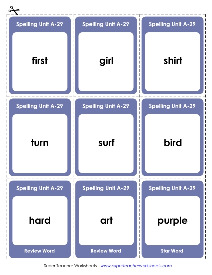 Flashcards, Word Wheel, and Slider - Flashcards (A-29)