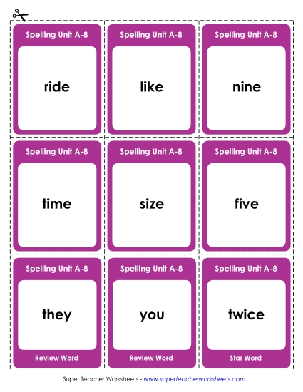 Flashcards, Word Wheel, and Slider - Flashcards (A-8)