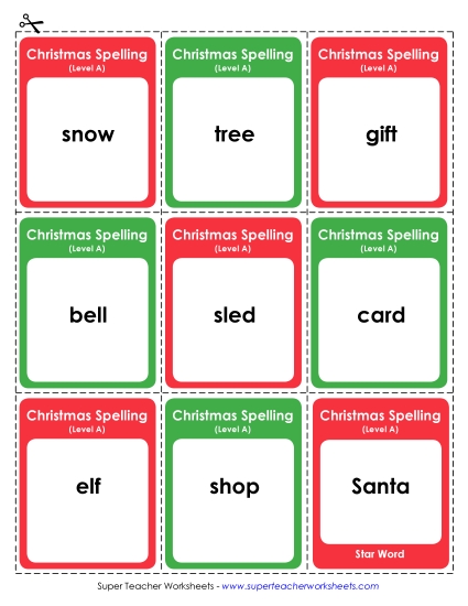 Flashcards, Word Wheel, and Slider - Flashcards (A-Christmas) 