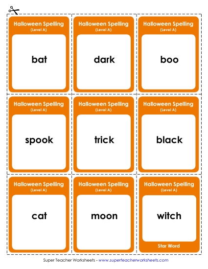 Flashcards, Word Wheel, and Slider - Flashcards (A-Halloween)