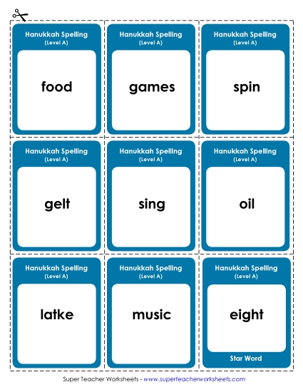 Flashcards and Word Wheel - Flashcards (A-Hanukkah)