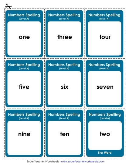 Flashcards, Word Wheel, and Slider - Flashcards (A-Number Words)