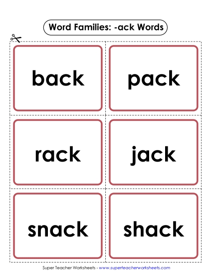 Word Slider, Flashcards, and Word Wheel - Flashcards (-ack) Word Slider, Flashcards, and Word Wheel - Flashcards (-ack)