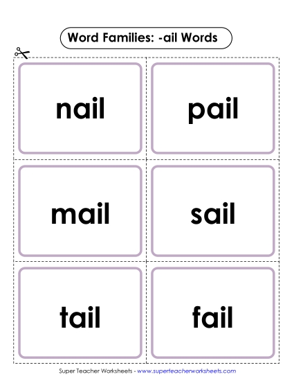 Word Slider, Flashcards, and Word Wheel - Flashcards (-ail) Word Slider, Flashcards, and Word Wheel - Flashcards (-ail)