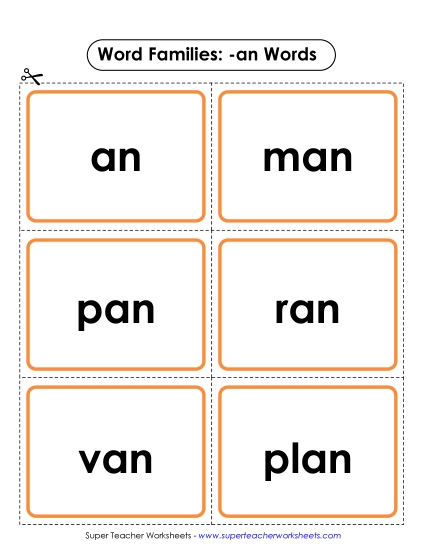 Word Slider, Flashcards, and Word Wheel - Flashcards (-an)