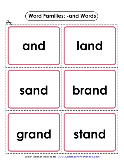 Word Slider, Flashcards, and Word Wheel - Flashcards (-and) Word Slider, Flashcards, and Word Wheel - Flashcards (-and)