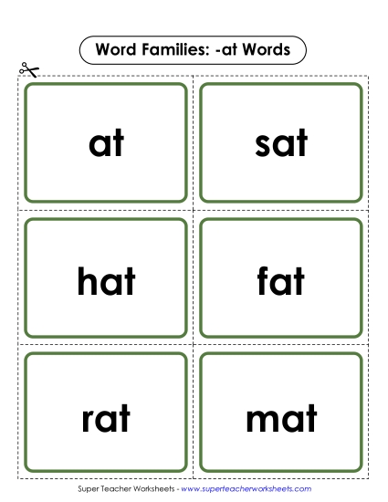 Word Slider, Flashcards, and Word Wheel - Flashcards (-at)