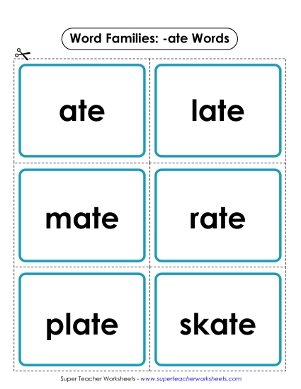 Word Slider, Flashcards, and Word Wheel - Flashcards (-ate) Word Slider, Flashcards, and Word Wheel - Flashcards (-ate)