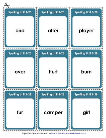 Flashcards, Word Wheel, and Slider - Flashcards (B-28)