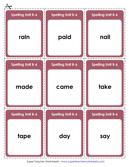 Flashcards, Word Wheel, and Slider - Flashcards (B-6)