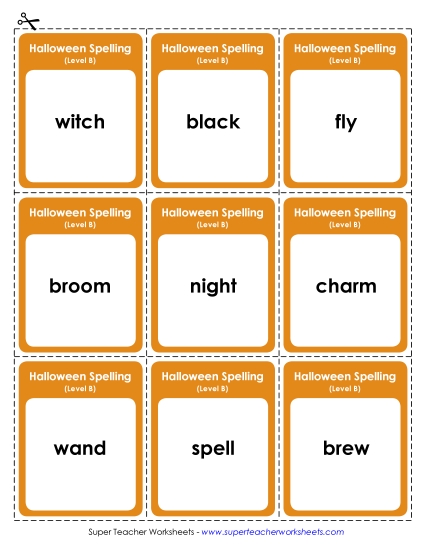 Flashcards, Word Wheel, and Slider - Flashcards (B-Halloween)