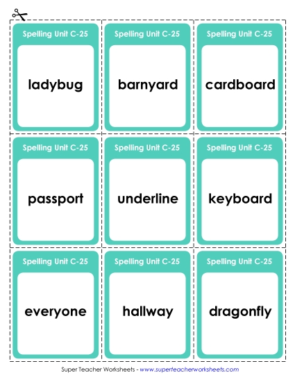 Flashcards and Word Wheel - Flashcards (C-25)