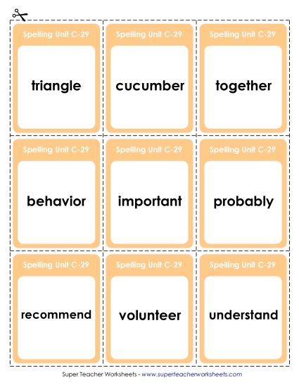 Flashcards and Word Wheel - Flashcards (C-29)