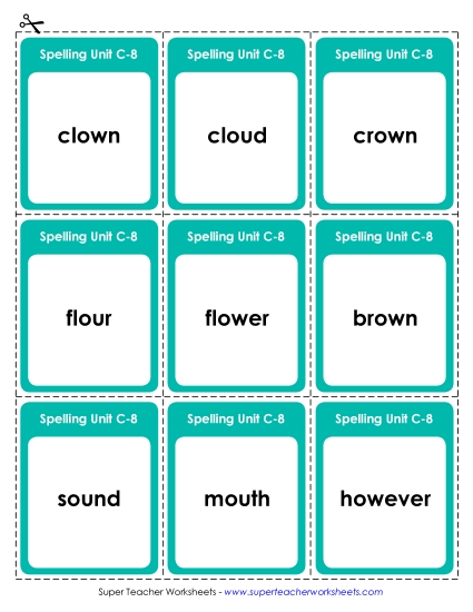 Flashcards and Word Wheel - Flashcards (C-8)