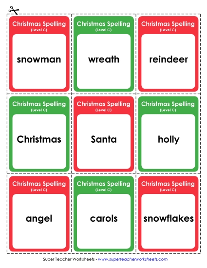 Flashcards and Word Wheel - Flashcards (C-Christmas) 
