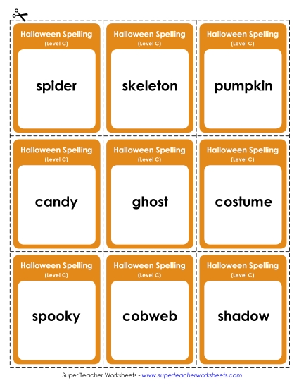 Flashcards and Word Wheel - Flashcards (C-Halloween)