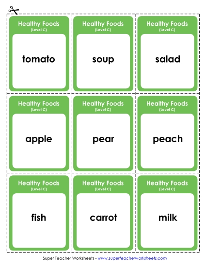 Flashcards and Word Wheel - Flashcards (C-Healthy Foods) 